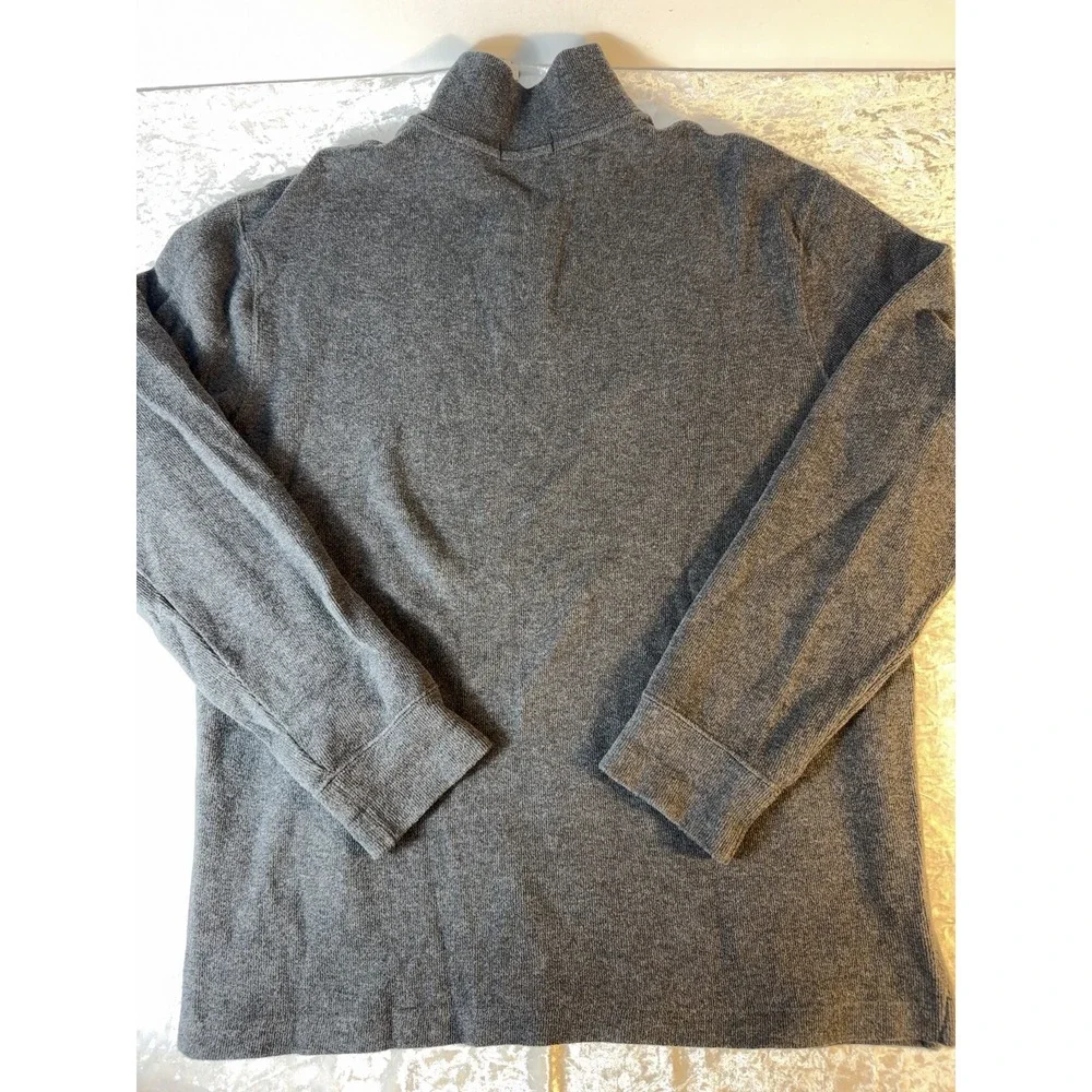 Polo Ralph Lauren Sweater Men's L Gray 1/4 Zip Cotton Pullover Preppy Classic
